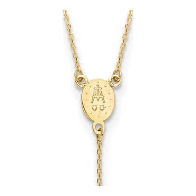 14K Yellow Gold Miraculous Medal Rosary Necklace – view 5