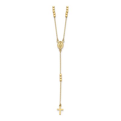 14K Yellow Gold Miraculous Medal Rosary Necklace