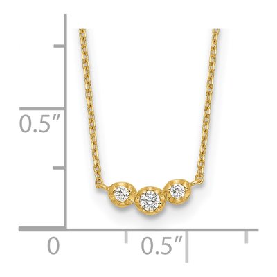 14K Yellow Gold 3-Stone CZ Necklace, 18 in +2 in – view 5