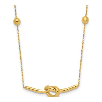14K Yellow Gold 16-Inch Knotted Bar Pendant Necklace