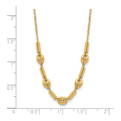 14K Yellow Gold Fancy Link Beaded Necklace – view 5