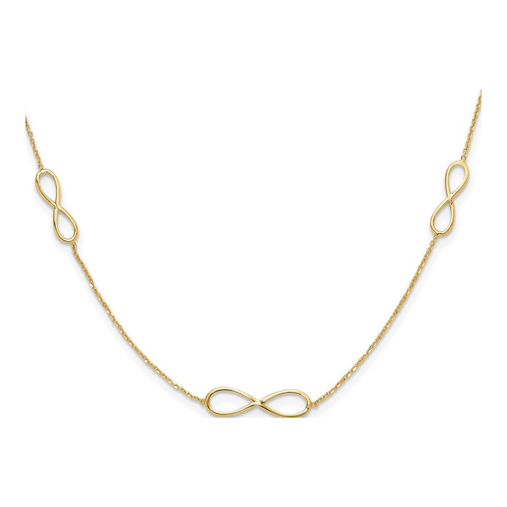 14K Yellow Gold Infinity Symbol Station Necklace