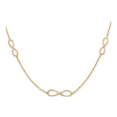 14K Yellow Gold Infinity Symbol Station Necklace