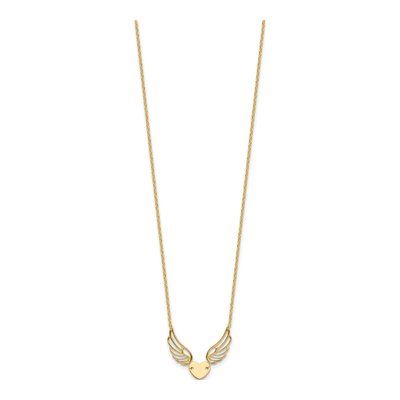 14K Yellow Gold Wings Heart Necklace – view 3