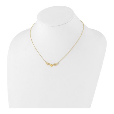 14K Yellow Gold Wings Heart Necklace – view 4