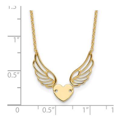 14K Yellow Gold Wings Heart Necklace – view 5