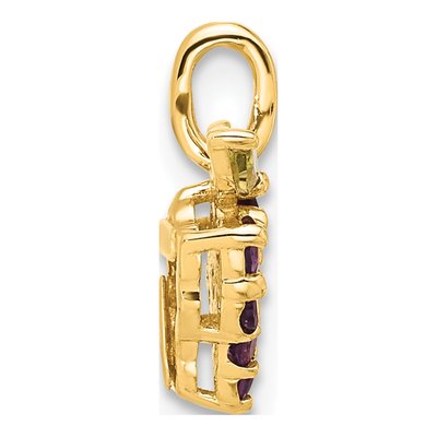 14K Yellow Gold Amethyst & Peridot Grapes Pendant – view 3