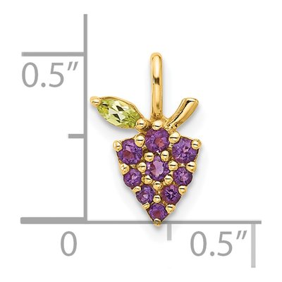 14K Yellow Gold Amethyst & Peridot Grapes Pendant – view 5