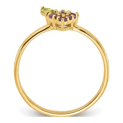 14K Yellow Gold Amethyst & Peridot Grapes Ring – view 3