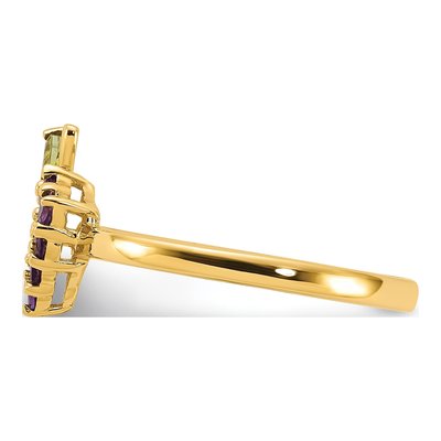 14K Yellow Gold Amethyst & Peridot Grapes Ring – view 4