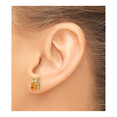 14K Yellow Gold Round Citrine & Peridot Button Stud Earrings – view 3