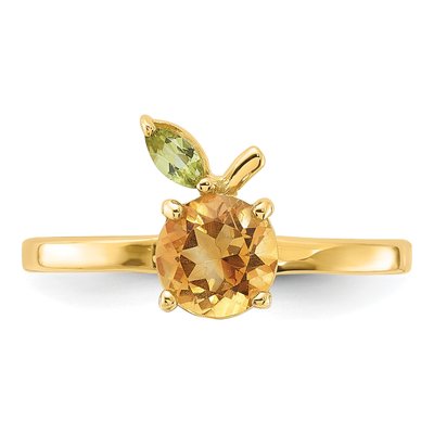 14K Yellow Gold Citrine & Peridot Round Ring – view 5