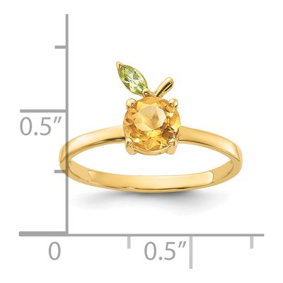 14K Yellow Gold Citrine & Peridot Round Ring – view 6