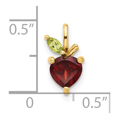 14K Yellow Gold Garnet & Peridot Apple Pendant – view 4