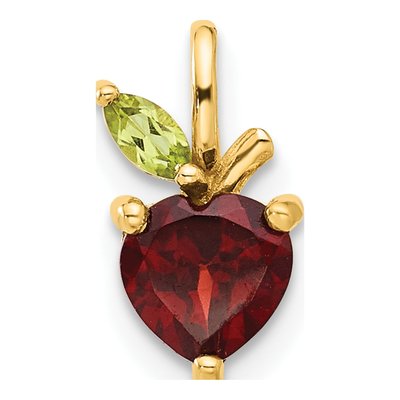 14K Yellow Gold Garnet & Peridot Apple Pendant