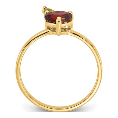 14K Yellow Gold Garnet & Peridot Apple Ring – view 3