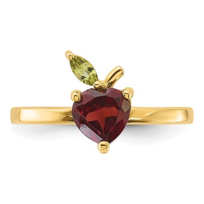 14K Yellow Gold Garnet & Peridot Apple Ring – view 5