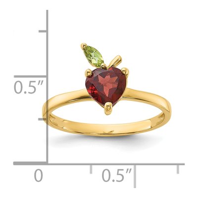 14K Yellow Gold Garnet & Peridot Apple Ring – view 6