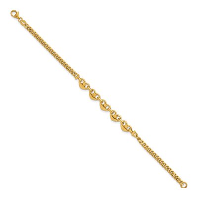 14K Yellow Gold Five Hearts Curb Link Bracelet – view 3