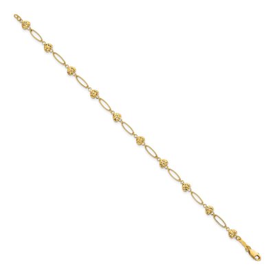 14K Yellow Gold Puffed Heart Link Bracelet – view 3