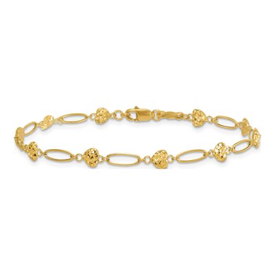 14K Yellow Gold Puffed Heart Link Bracelet – view 4