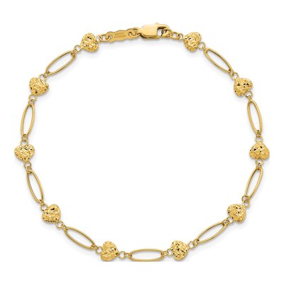 14K Yellow Gold Puffed Heart Link Bracelet – view 5