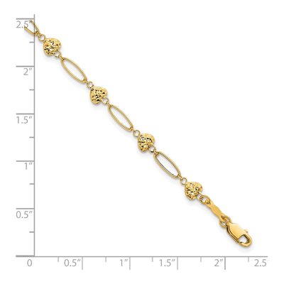 14K Yellow Gold Puffed Heart Link Bracelet – view 6