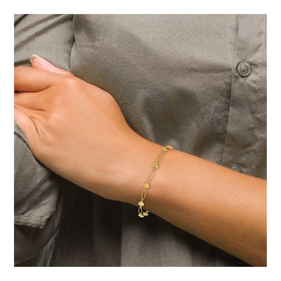 14K Yellow Gold Puffed Heart Link Bracelet – view 7