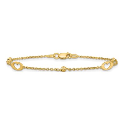 14K Yellow Gold Cut-Out Hearts Bracelet – view 4