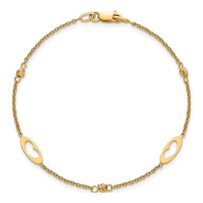 14K Yellow Gold Cut-Out Hearts Bracelet – view 5