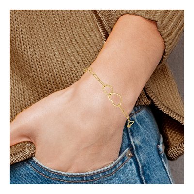 14K Yellow Gold Cut-Out Hearts Bracelet – view 7