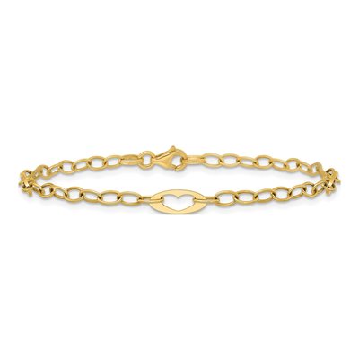 14K Yellow Gold 3.2mm Cut-Out Hearts Cable Chain Bracelet – view 4