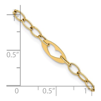 14K Yellow Gold 3.2mm Cut-Out Hearts Cable Chain Bracelet – view 6