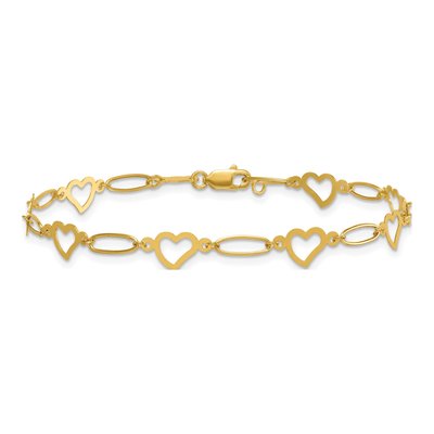 14K Yellow Gold Open Heart Link Bracelet – view 4