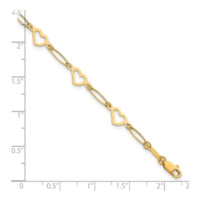 14K Yellow Gold Open Heart Link Bracelet – view 6