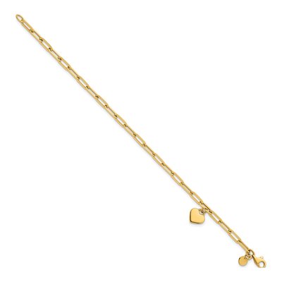 14K Yellow Gold Heart Paperclip Bracelet – view 3