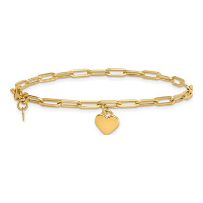14K Yellow Gold Heart Paperclip Bracelet – view 4