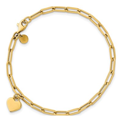 14K Yellow Gold Heart Paperclip Bracelet – view 5