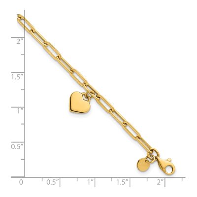 14K Yellow Gold Heart Paperclip Bracelet – view 6