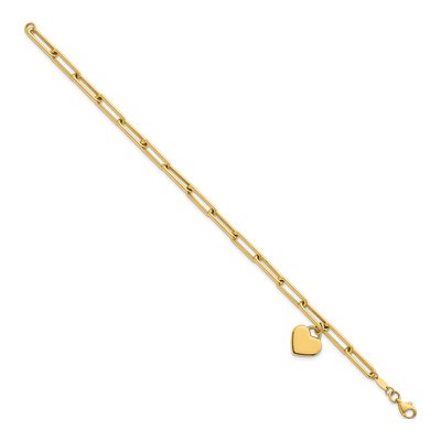 14K Yellow Gold Heart Paperclip Bracelet – view 3