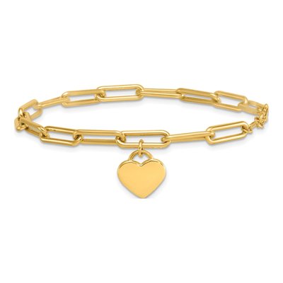 14K Yellow Gold Heart Paperclip Bracelet – view 4