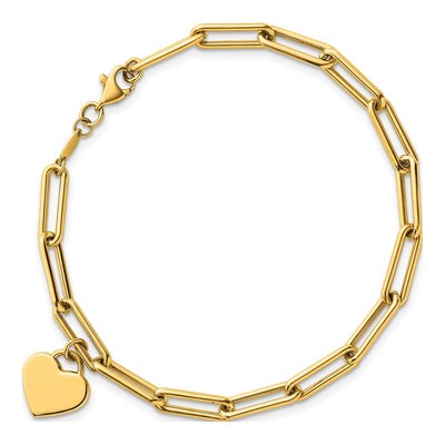 14K Yellow Gold Heart Paperclip Bracelet – view 5