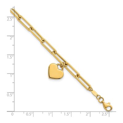 14K Yellow Gold Heart Paperclip Bracelet – view 6