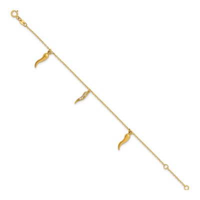 14K Yellow Gold CZ Horn Kids Bracelet – view 3