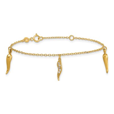14K Yellow Gold CZ Horn Kids Bracelet – view 4