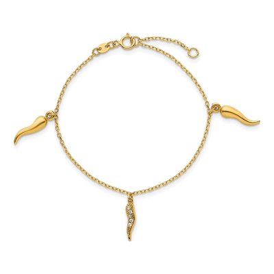 14K Yellow Gold CZ Horn Kids Bracelet – view 5