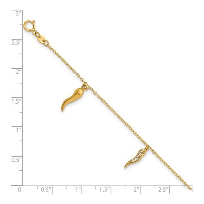 14K Yellow Gold CZ Horn Kids Bracelet – view 6