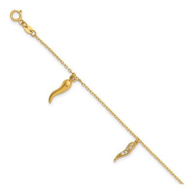 14K Yellow Gold CZ Horn Kids Bracelet