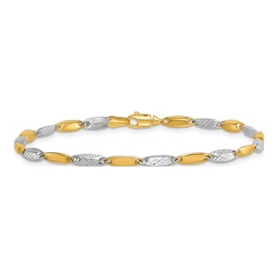 14K Two-Tone Gold Marquise Link Bracelet – view 4