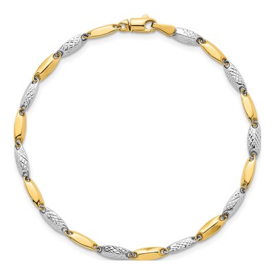 14K Two-Tone Gold Marquise Link Bracelet – view 5